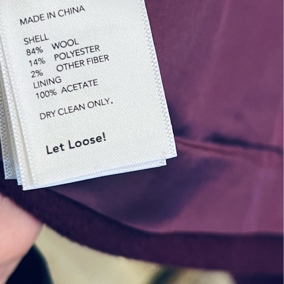 KATE SPADE Saturday Wool Mini Skirt Faux Wrap Maroon Buckle asymmetrical - Picture 5 of 5